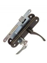 Замок врезной Омега, ЗВ7, 00-00000589, ручка в комплекте, цилиндровый, бронзовый