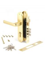 Замок врезной Apecs, 1026/60-G, 3304, ручка в комплекте, цилиндровый, золотой