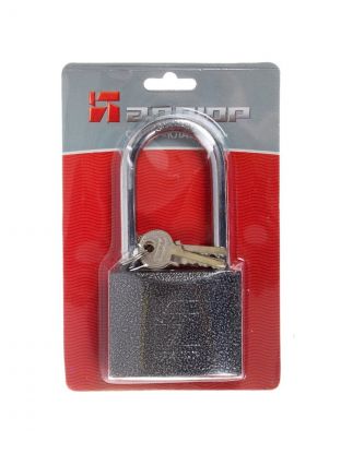 Замок навесной Аллюр, ВС1Ч-375Д, 1 413, блистер, цилиндровый, серый, 740х170х375 мм, с удлиненной дужкой, 5 ключей