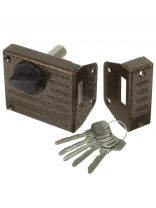 Замок накладной дверной, Стандарт 3H1-2.1C, 7 435, коробка, цилиндр, 4 ключа, бронза