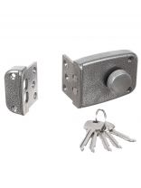 Замок накладной дверной, Аллюр, ЗН1-1 КЗ, 6 676, коробка, цилиндр, 5 ключей, универсальный, серый