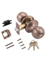 Защелка врезная, Стандарт, 607 ET AC, 9864, с фиксатором, с ключом, медь