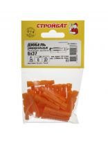 Дюбель универсальный, полипропилен, диаметр 6х37 мм, 25 шт, Стройбат, 269831