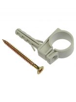 Хомут для крепления трубы, 1"1/2, пластик, 2 шт, с дюбелем, индивидуальная упаковка, MasterProf, ИС.130167