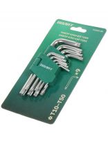 Ключ Torx, 9 предметов, Волат, хром, сталь, T10-T50, короткий, 11025-09