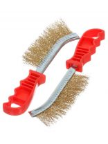 Щетка по металлу 2 шт, 1-рядная, медь, рукоятка пластик, Bartex