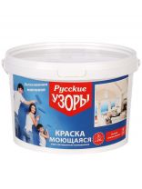 Краска водно-дисперсионная, Русские узоры, полиакриловая, универсальная, моющаяся, влагостойкая, матовая, 3 кг