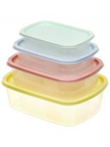 Контейнер пищевой пластик, 0.5, 1, 1.6, 2.3 л, 4 шт, в ассортименте, прямоугольный, Мультипласт, Пастель Умничка, MPU8232