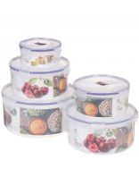 Контейнер пищевой пластик, 5 шт, круглый, 3300/2000/1400/900/450 мл, F147-2606-5