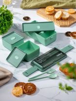 Контейнер ланч-бокс пластик, 1.4 л, 19.5х9.4 см, зеленый, прямоугольный, Y4-8670