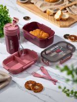 Ланч-бокс пластик, 1.1 л, 18х11х8 см, квадратный, с бутылкой, Y4-8620