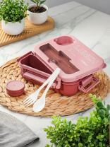 Контейнер ланч-бокс пластик, 1.3 л, 21.5х15.5х7 см, розовый, прямоугольный, Y4-8669
