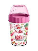 Стакан для завтрака полипропилен, 0.44 л, 8.7х16.5 см, в ассортименте, круглый, с декором, Homver, 223106690/00