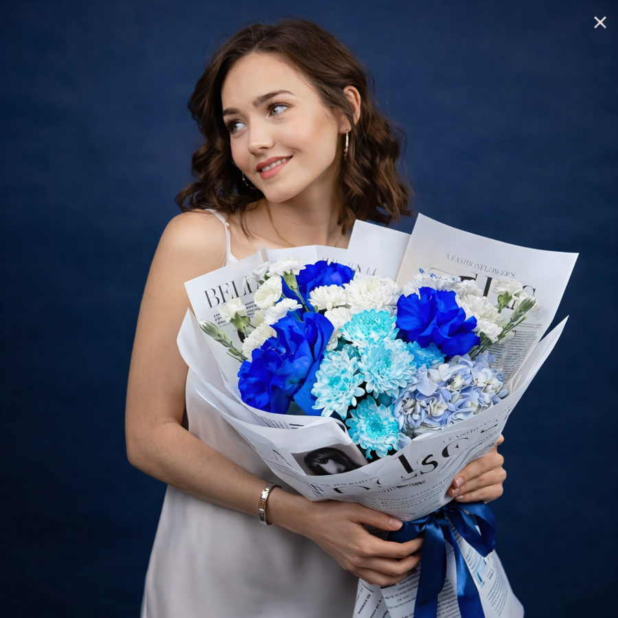 Букет из синей французской розы