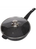 Сковорода литой алюминий, 28 см, антипригарное покрытие, Горница, Гранит, с крышкой, съемная ручка, с2854аг