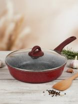 Сковорода литой алюминий, 28 см, антипригарное покрытие, Горница, Рубин, с крышкой, с9281РБ