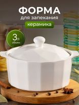 Кастрюля для запекания керамика, 24х28х15 см, 3 л, круглая, с крышкой, Антарктида, Y6-10191/Y4-9183