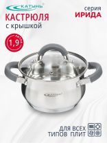 Кастрюля нержавеющая сталь, 1.9 л, крышка стекло, Катунь, Ирида, КТ08-D-16, индукция