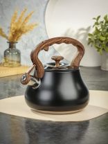 Чайник нержавеющая сталь, 2.8 л, со свистком, нейлон, Daniks, индукция, антрацит, GS-04052B-1