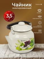 Чайник сталь, эмалированное покрытие, 3.5 л, ручка металлическая, Базилик, индукция, 01-2713/4М