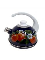 Чайник сталь, эмалированное покрытие, 2.5 л, со свистком, ручка консольная, Рубин, Абрикос, синий, T04/25/05/31/H03