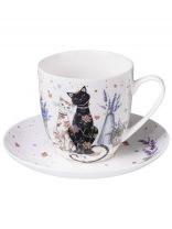 Чайная пара фарфор, 2 предмета, на 1 персону, 350 мл, Lefard, Лавандовые коты, 425-174, подарочная упаковка