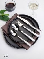 Набор столовых приборов пластик, металл, 24 предмета, белый мрамор, глянец, B020149