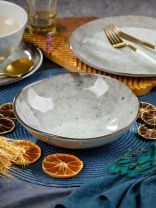 Тарелка суповая, керамика, 20 см, круглая, Stone Dark, Domenik, DMD043, серая