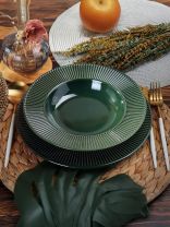 Тарелка суповая, керамика, 24 см, круглая, Emerald Green, Domenik, DMD032