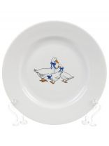 Тарелка обеденная, фарфор, 20 см, круглая, Гладкий край Гуси, Дулевский фарфор, 101942/130712