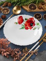 Тарелка суповая, стеклокерамика, 22 см, 620 мл, круглая, Алый мак, Daniks, LHSP85/K1929