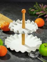 Ваза для фруктов, 2 яруса, керамика, Y4-3219, белая