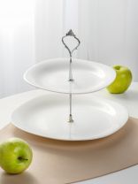 Ваза для фруктов, 2 яруса, стеклокерамика, 19 см, 26 см, Daniks, Квадро