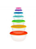 Миска пластик, круглая, 7 шт, 29.5х13.5 см, с крышкой, Радуга, Idea, М1310
