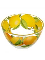 Салатник стекло, круглый, 11х6 см, 0.25 л, малый, Лимоны, Декостек, 322/1-Д