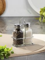 Набор для специй стекло, металл, 9.5 см, 2 шт, с подставкой, Daniks, FPSP/2T