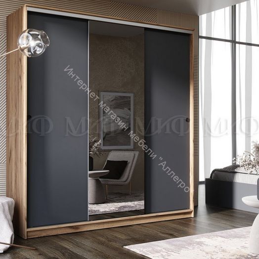 Шкаф-купе Альянс 2,0 м Графит, Дуб крафт