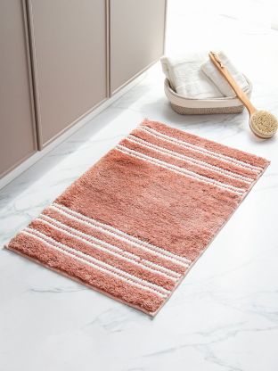 Коврик для ванной, 0.5х0.8 м, Y4-9962, розовый с белыми полосами