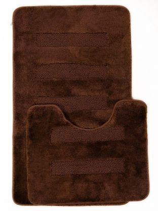 Комплект ковриков для ванной, антискользящий, 2 шт, 0.5х0.8, 0.4х0.5 м, 20 мм, темно-коричневый, Aqua-Prime, Melany