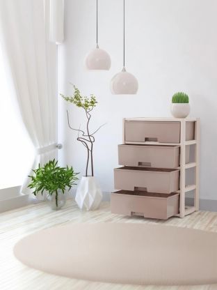 Комод 4 ящика, Колорит, 56х39х81 см, бежевый, широкий, М8759, Альтернатива