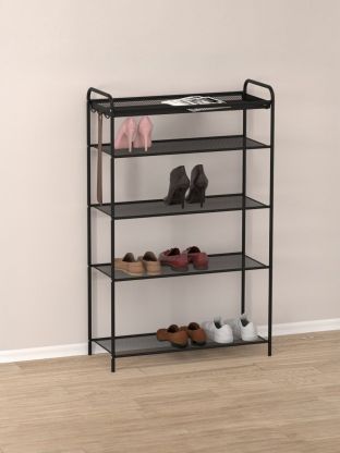 Полка для обуви металл, пластик, 4 секции, 65х30х95 см, черная, ЗМИ, Верона 25, ПДОВ25 Ч