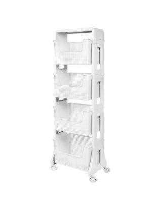 Полка универсальная, пластик, 4 секции, на колесах, белая, Violet, Лофт, 770406