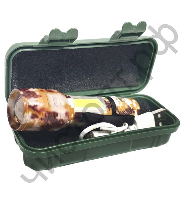 Фонарь кемпинг Y-UQ535 Камуфляж 1XPE+1COB (1светодиод.+1светодиод.) аккум. , клипса