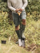 Лопата штыковая, сталь, 180х280х1166 мм, черенок стальной, с рукояткой, Fiskars, Solid, 1066717, прямоугольная