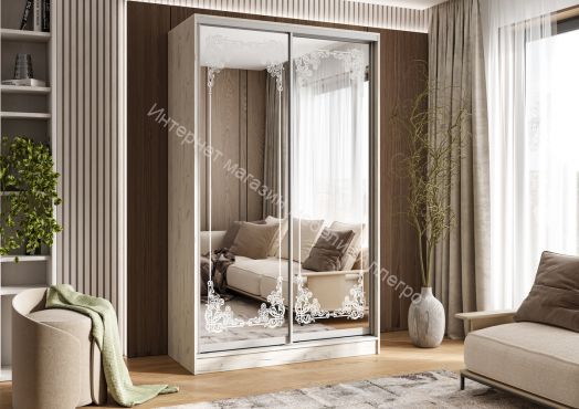 Шкаф-купе Тринити 4 (1,35 м) Дуб крафт белый