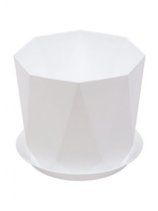 Горшок для цветов пластик, 2.6 л, 17.5х15 см, с поддоном, белый, Idea, Призма, М 3138