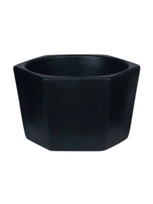 Кашпо керамика, 2.5 л, 18х13.5 см, шестигранник, черное, Эджес №4, 049744