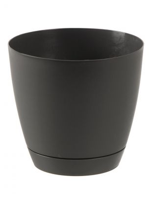 Горшок для цветов пластик, 3.2 л, 18.2х18.2х16.5 см, с поддоном, черный, IDIland, Flora