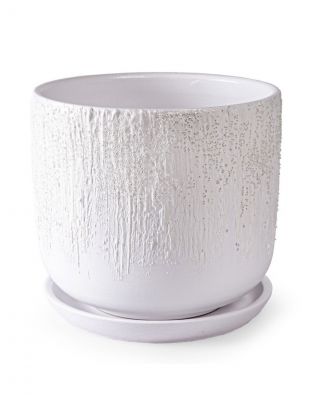 Горшок керамика, 0.8 л, 12х10.5 см, цилиндр, белый, Айсберг №2, 014974
