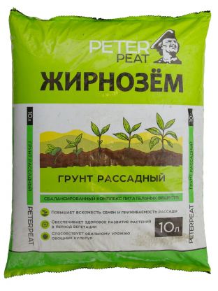 Грунт Жирнозем, Рассадный торфяной, 10 л, Peter Peat